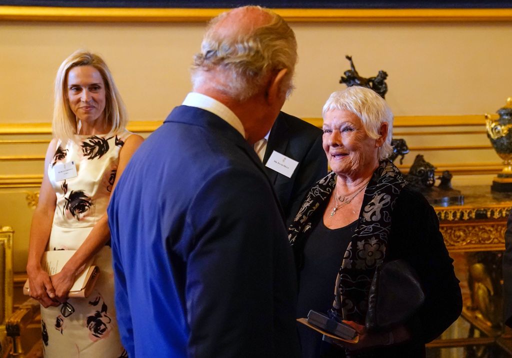 King Charles III meets with Dame Judi Dench during a reception to celebrate the work of William Shakespeare