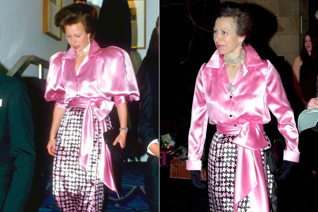 Princess Anne wears a pink satin dress