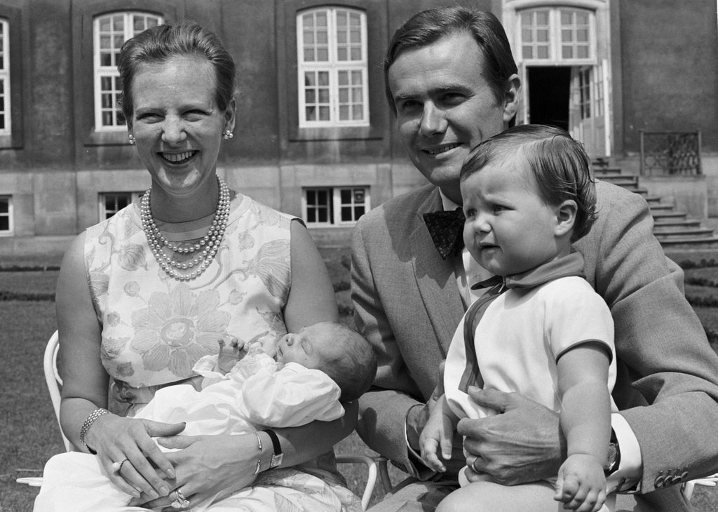Margrethe, Henri, baby Joachim and Crown Prince Frederik in 1969