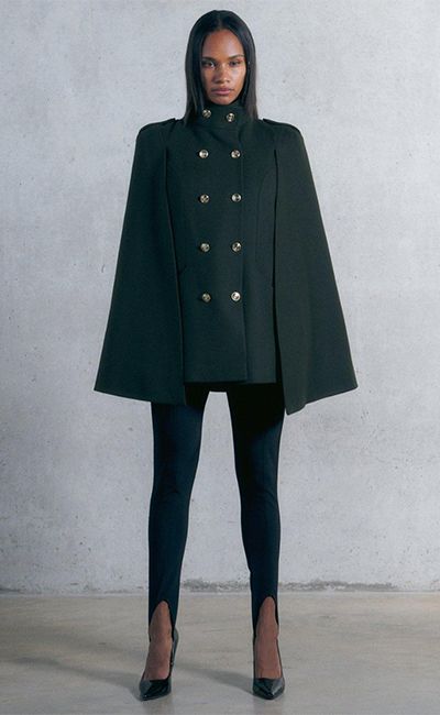 military green cape coat