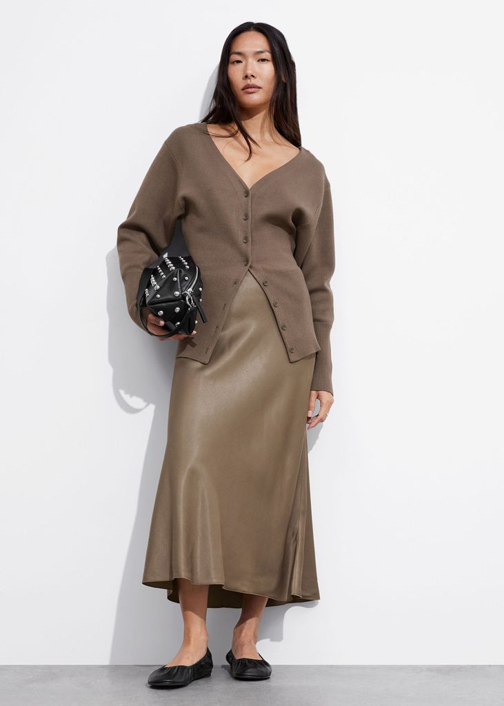 & Other Stories Satin Midi Skirt