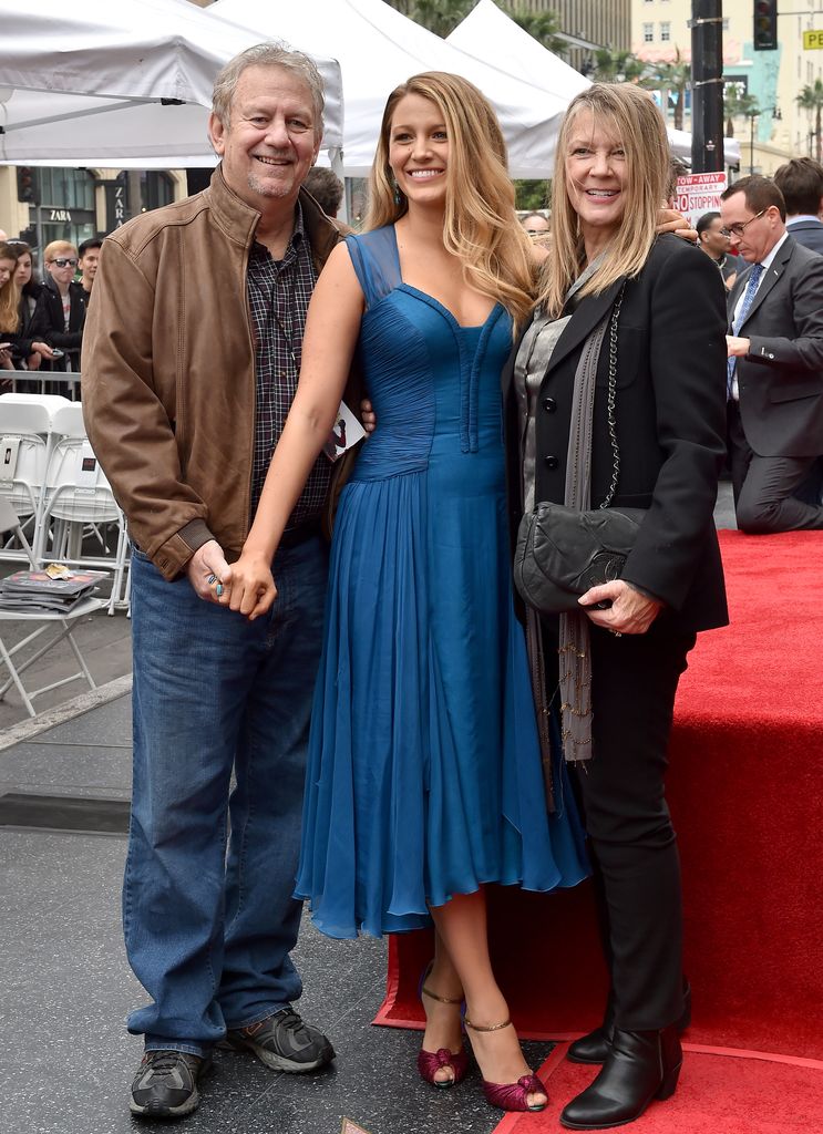 Actress Blake Lively, father Ernie Lively and mother Elaine Lively attend the ceremony honoring Ryan Reynolds with a Star on the Hollywood Walk of Fame on December 15, 2016 