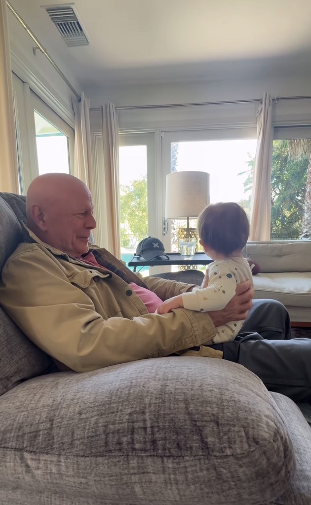 Photo of Bruce Willis with his granddaughter Louetta Isley shared by Rumer Willis on Instagram in a video montage in honor of Mother's Day 2024