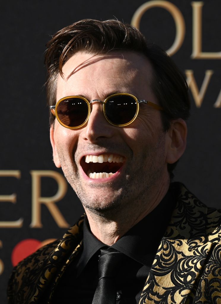 David Tennant laughs on Olivier Awards red carpet