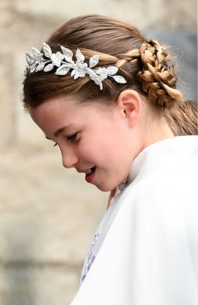 LONDON, ENGLAND - MAY 06: Princess Charlotte arrives at Westminster Abbey for the Coronation of King Charles III and Queen Camilla on May 06, 2023 in London, England. The Coronation of Charles III and his wife, Camilla, as King and Queen of the United Kingdom of Great Britain and Northern Ireland, and the other Commonwealth realms takes place at Westminster Abbey today. Charles acceded to the throne on 8 September 2022, upon the death of his mother, Elizabeth II. (Photo by Karwai Tang/WireImage)