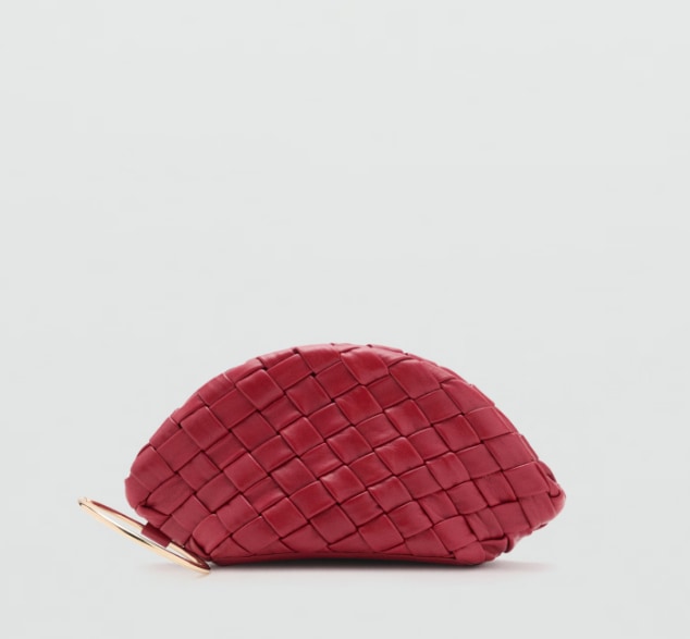 mango braided leather clutch red.