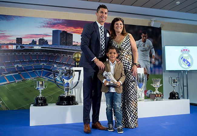 Cristiano Ronaldo with his mum and son