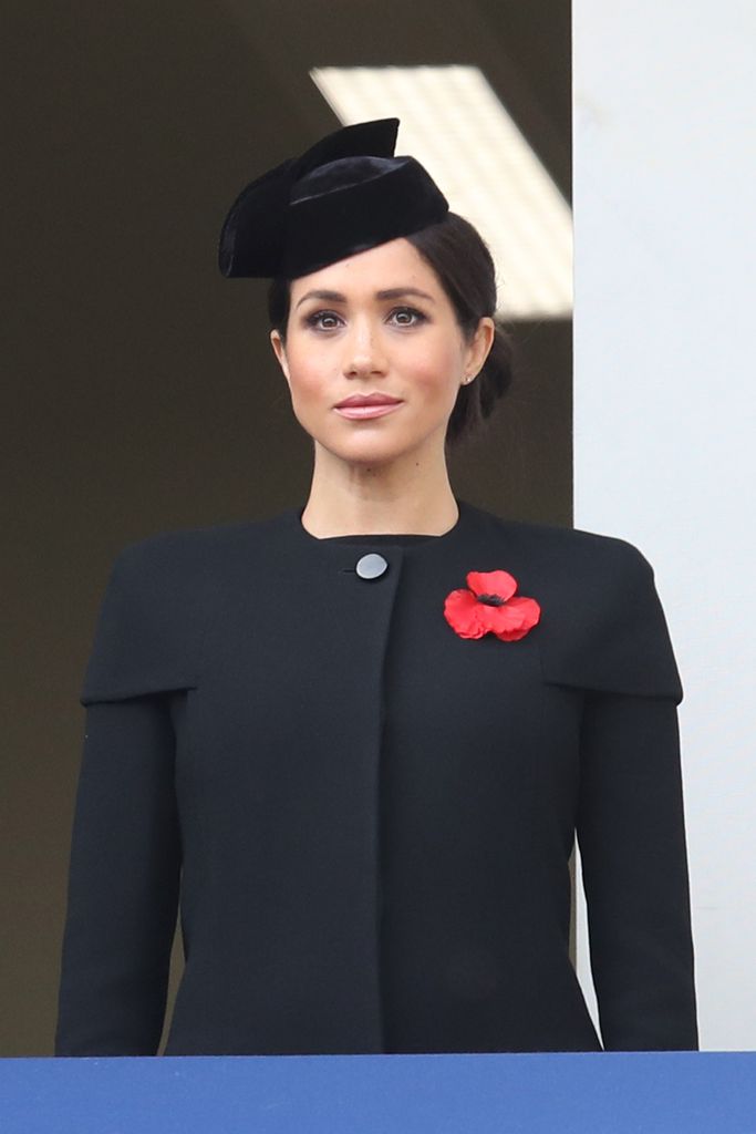 Meghan wore a poppy brooch to attend the 2018 Remembrance Sunday memorial in London