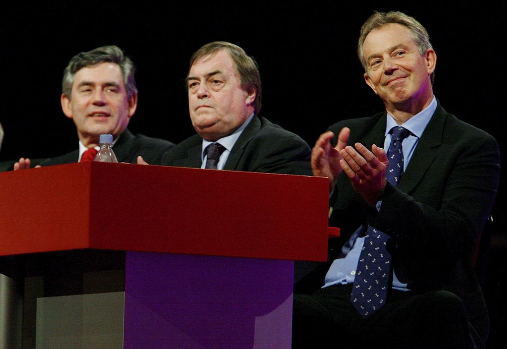 Britain's Chancellor of the Exchequer Gordon Brown British Deputy Prime Minister John Prescott and British Prime Minister Tony Blair Applaud During Former Us President Bill Clinton's Speech in 2006