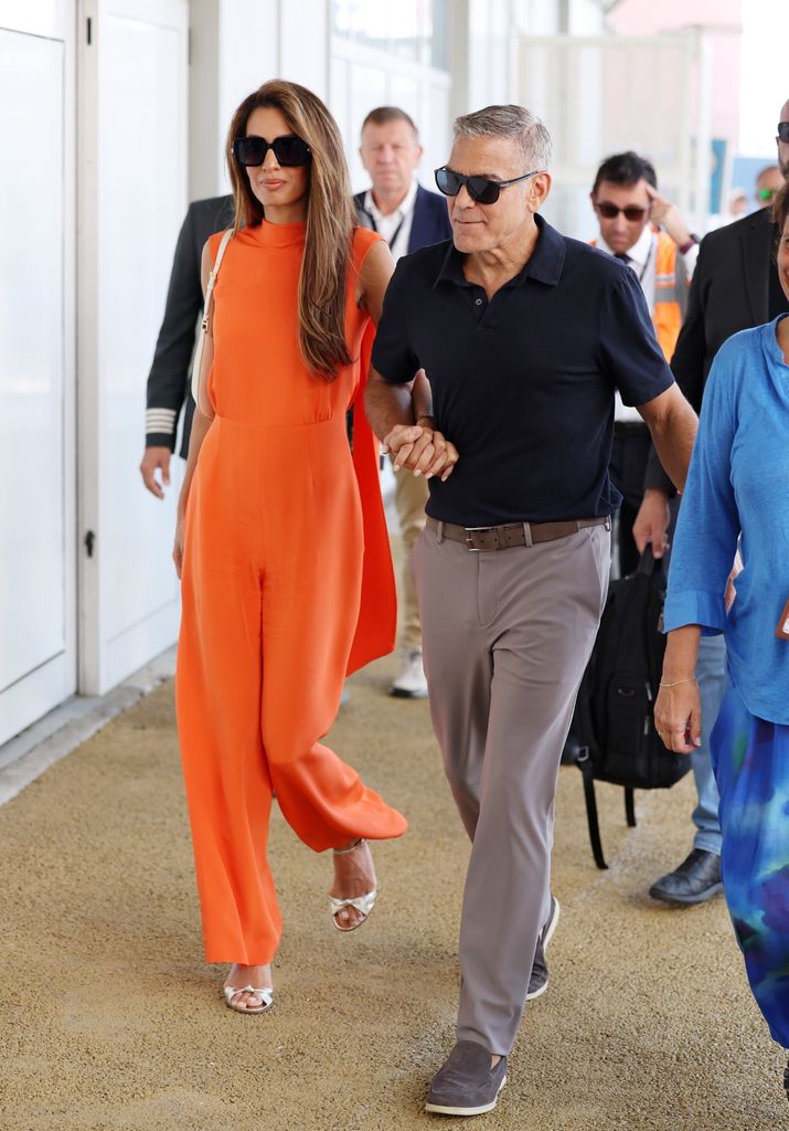  George Clooney and wife Amal are seen leaving Venice's Marco Polo airport after attending the 81st Venice International Film Festival at the Venice Lido