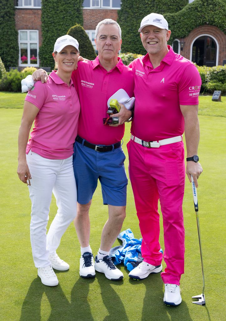 James Nesbitt with Mike and Zara Tindall at golf fundraiser