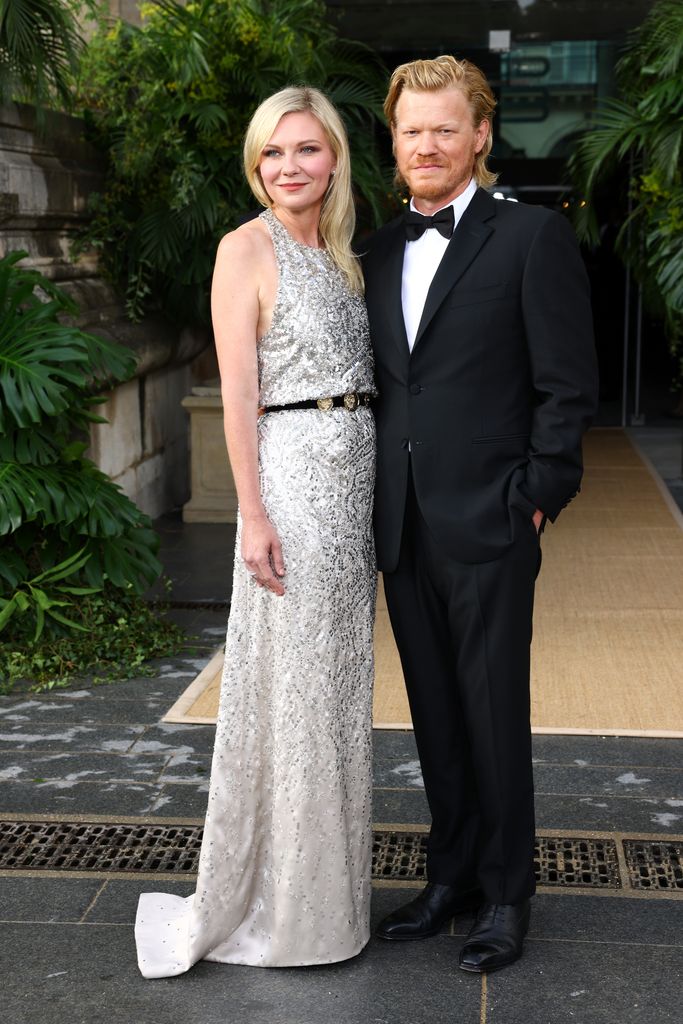 Kirsten Dunst and Jesse Plemons attend the photocall during the Bal D'Ete At The Musee Des Arts Decoratifs on July 06, 2025 in Paris, France