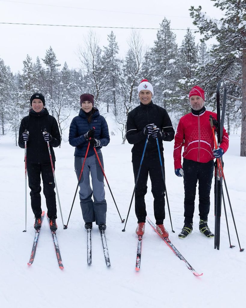 Mary and Frederik joined the Finnish president and his wife on the ski slopes amid their state visit