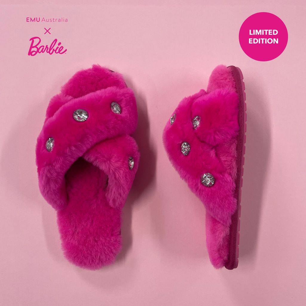 Barbie emu australia pink slippers