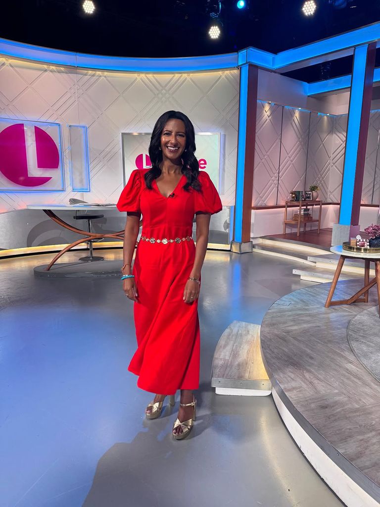 Ranvir Singh in red dress