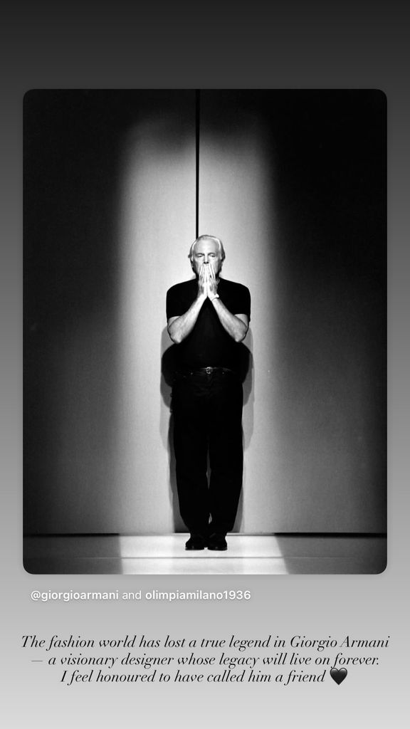 Victoria Beckham's tribute to Giorgio Armani