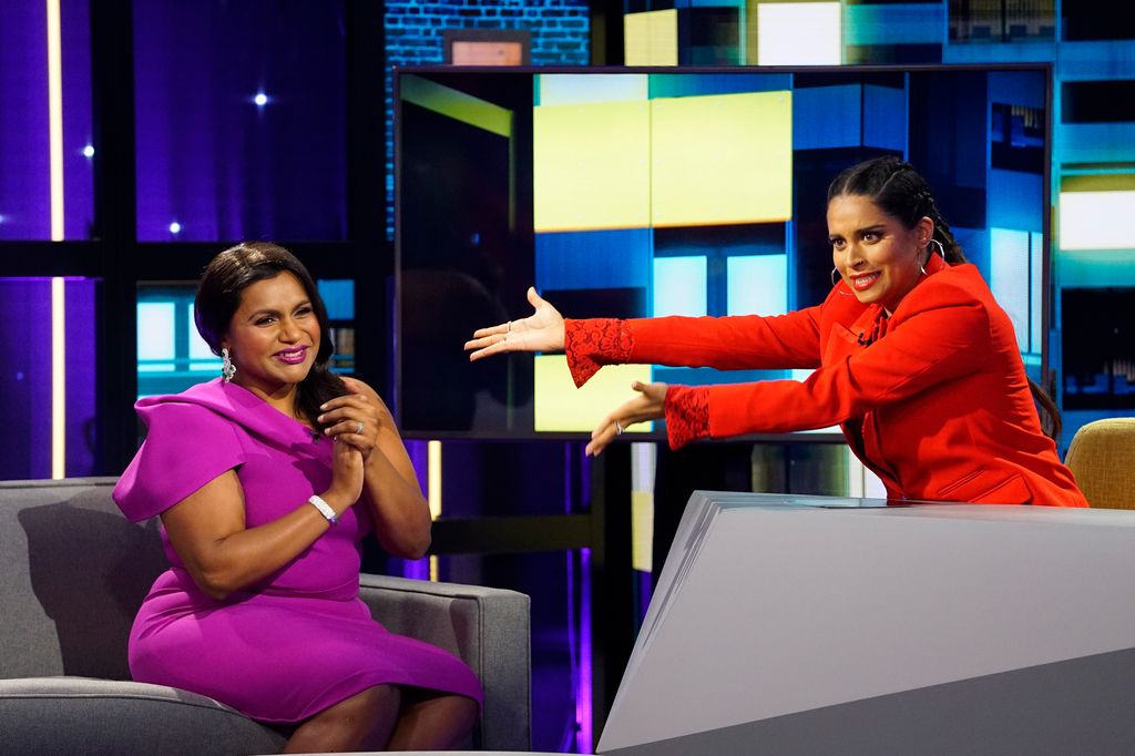 A LITTLE LATE WITH LILLY SINGH -- "Mindy Kaling" Episode 105 -- Pictured: Mindy Kaling, Lilly Singh