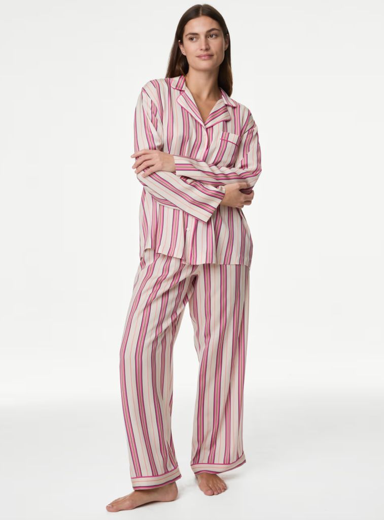 M&S Collection Dream Satin Striped Pyjama Set