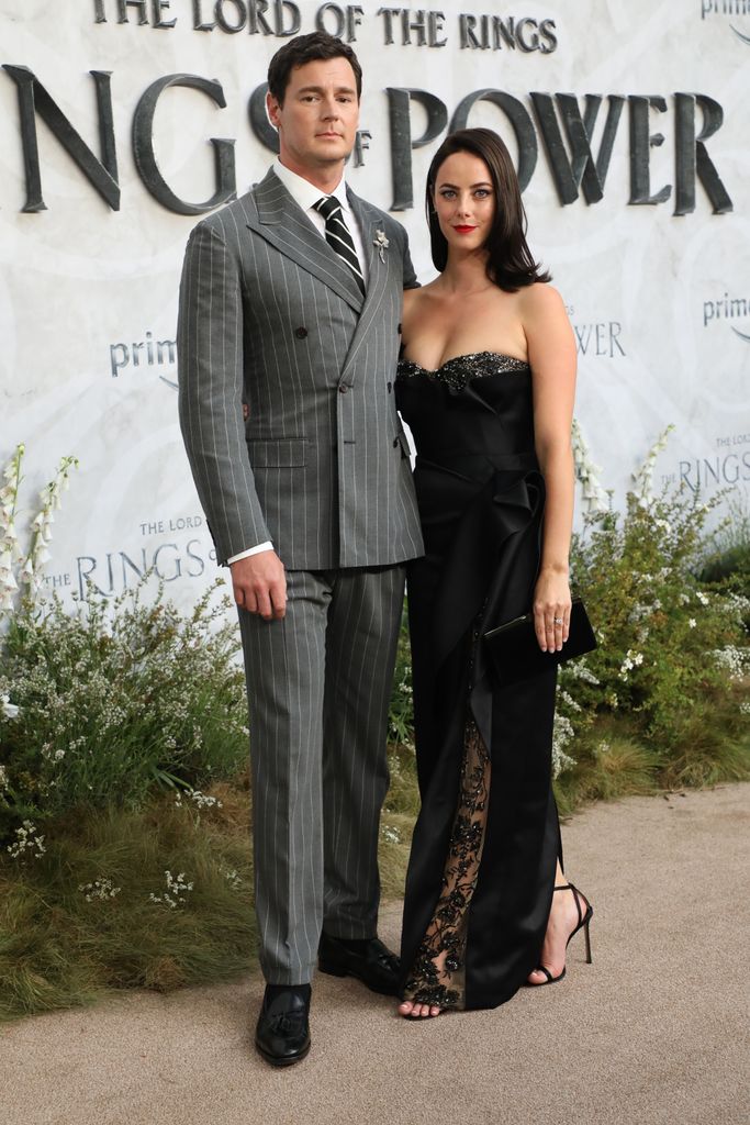 Benjamin Walker and Kaya Scodelario attend "The Lord Of The Rings: The Rings Of Power" World Premiere at Leicester Square on August 30, 2022 in London, England