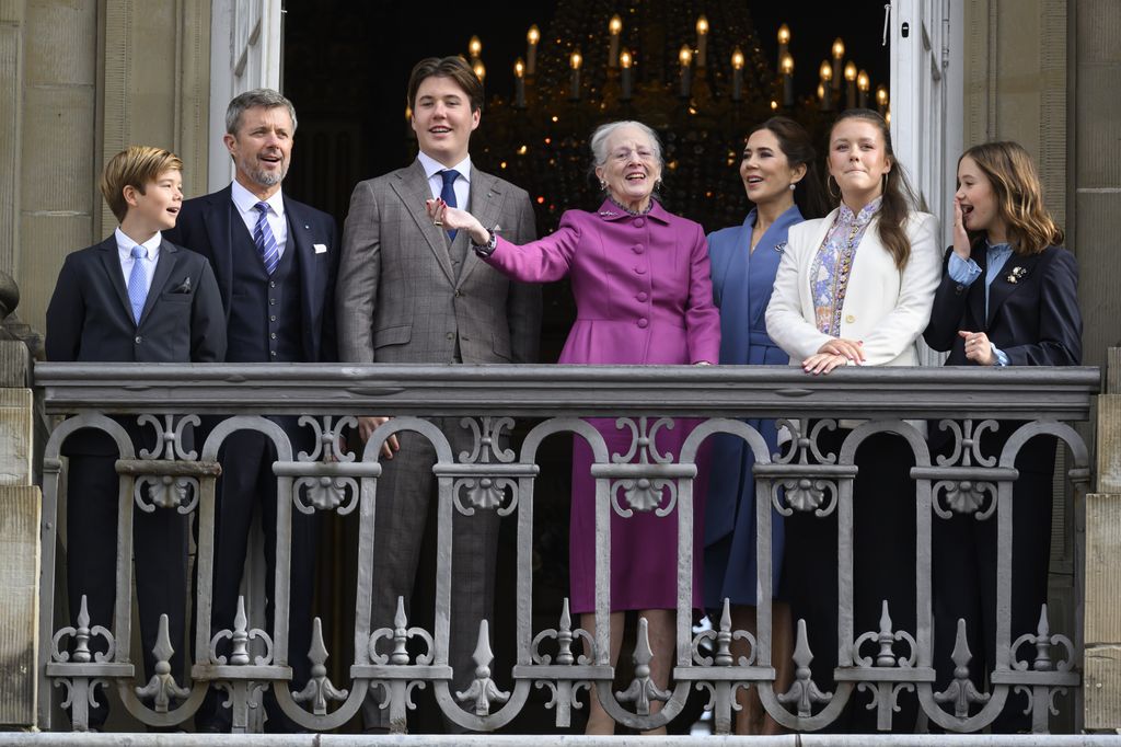 Danish royals on balcony at Amalienborg on Prince Christian's 18th birthday