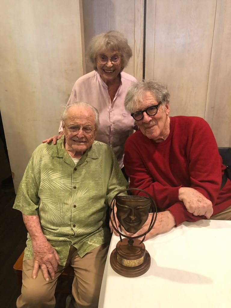 William Daniels, Bonnie Bartlett and Elliott Gould pose for a photo at the SAG-AFTRA Ralph Morgan Award Luncheon, shared on Instagram