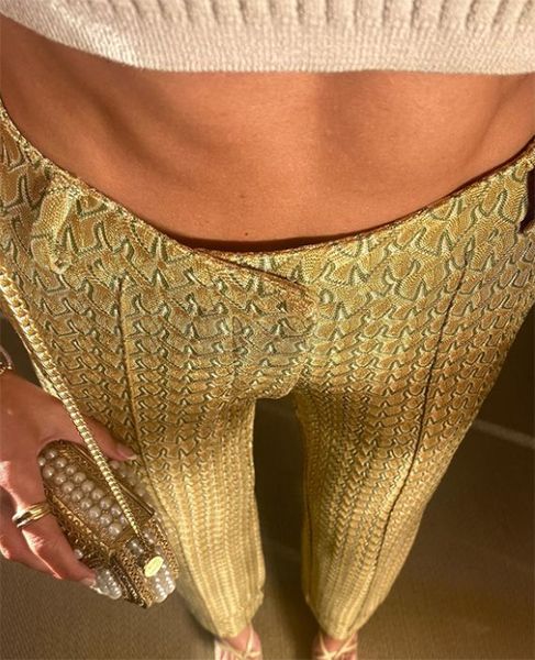 michelle keegan gold trousers