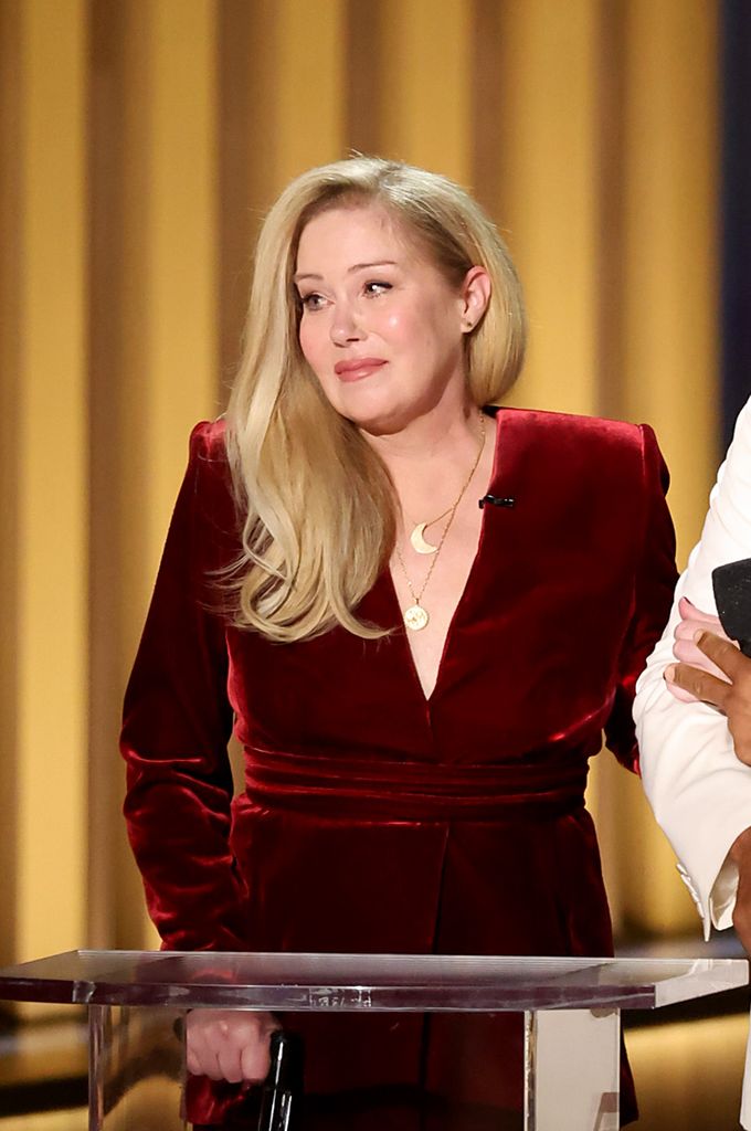 Christina Applegate speaks onstage during the 75th Primetime Emmy Awards at Peacock Theater on January 15, 2024 in Los Angeles, California.