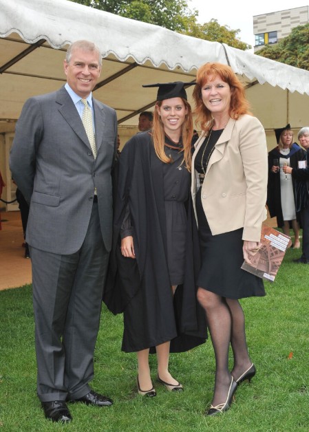 Princess Beatrice at her graduation with Prince Andrew and Sarah Ferguson