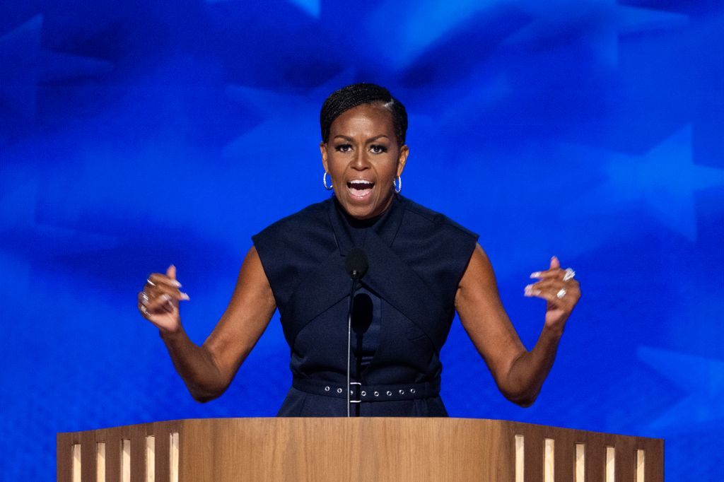  Former first lady Michelle Obama speaks during day two of the 2024 Democratic National Convention 