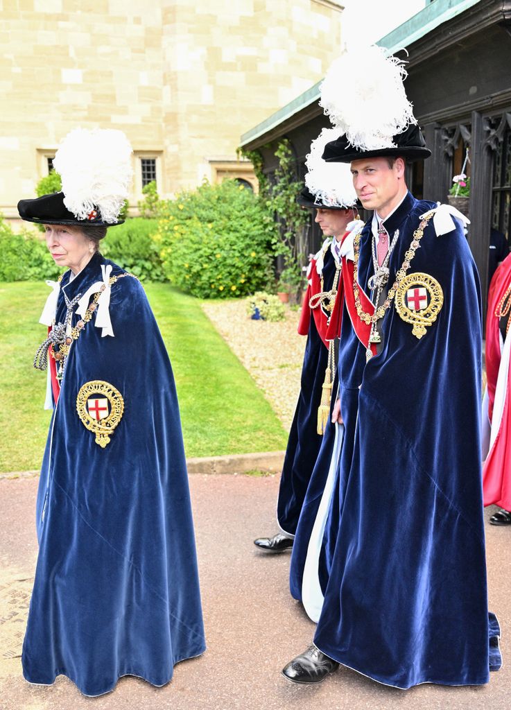 Prince William walks behind Princess Anne on Garter Day