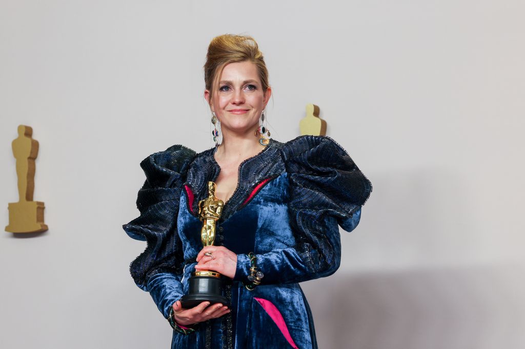 Holly Waddington, winner in the Costume Design category for "Poor Things," in the deadline room at the 96th Annual Academy Awards at the Dolby Theatre at Hollywood & Highland Center in Hollywood, CA, Sunday, March 10, 2024