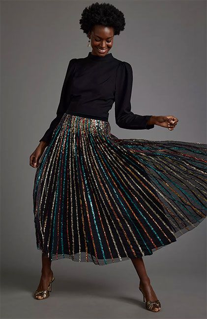 stripe sequin skirt