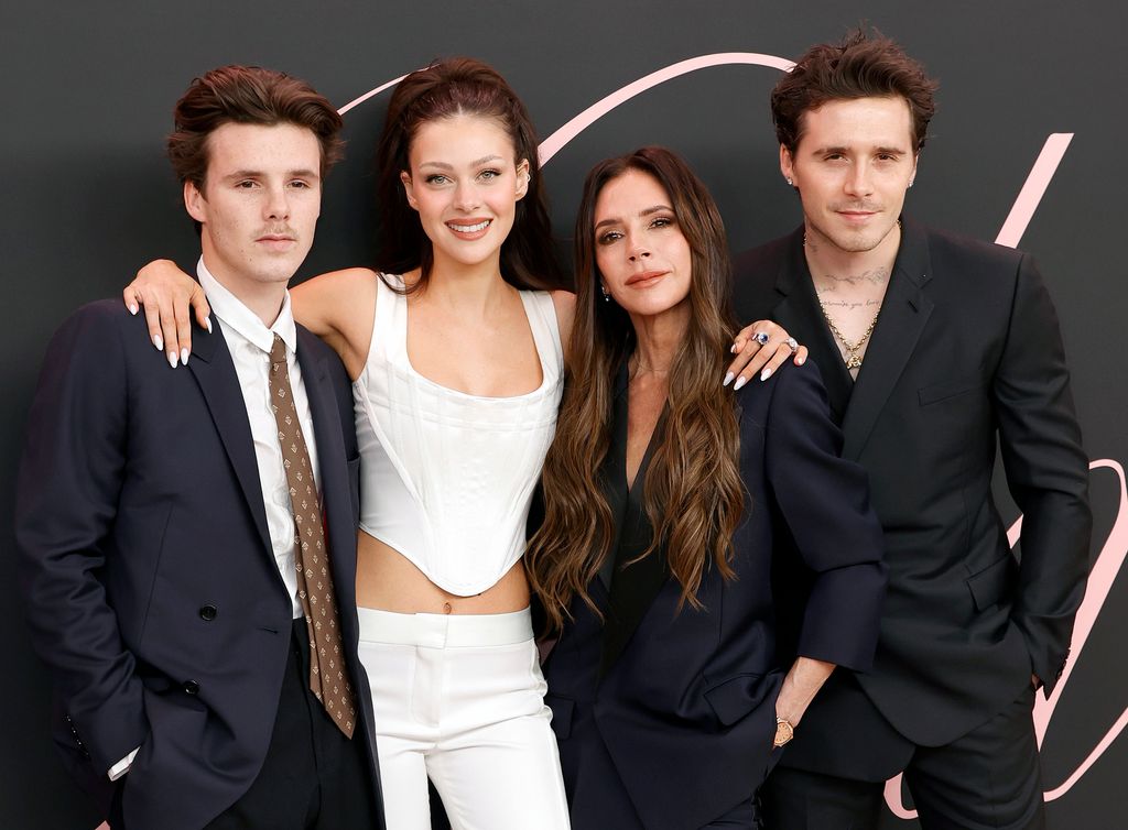 Cruz Beckham, Nicola Peltz Beckham, Victoria Beckham and Brooklyn Peltz Beckham attend the premiere of "Lola"