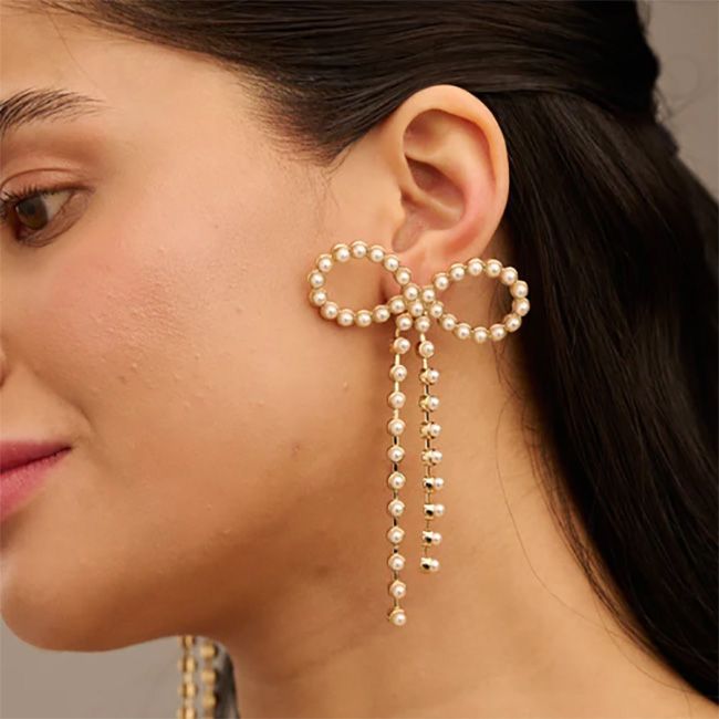 pearl bow earrings