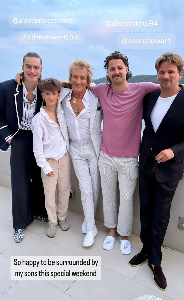 Rod Stewart with his four sons