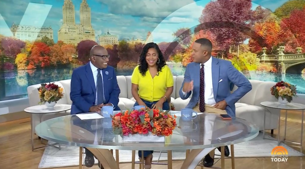 Al Roker in navy suit, Sheinelle Jones in yellow top, and Craig in navy suit in TODAY studio