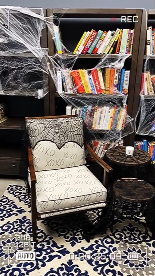 Trisha Yearwood's library decorated for Halloween