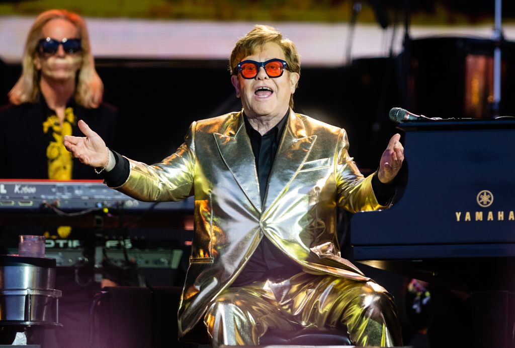 Sir Elton John performs on the Pyramid stage during day 5 of Glastonbury Festival 2023 