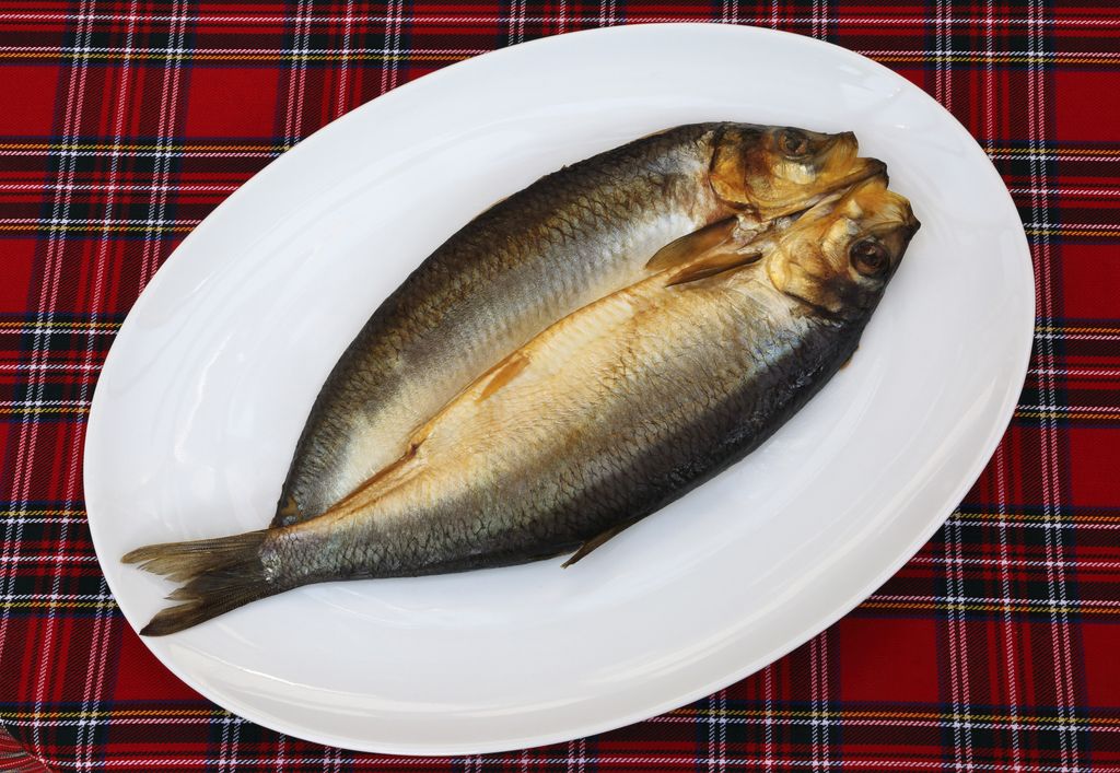 Traditional Scottish kipper on a white plate