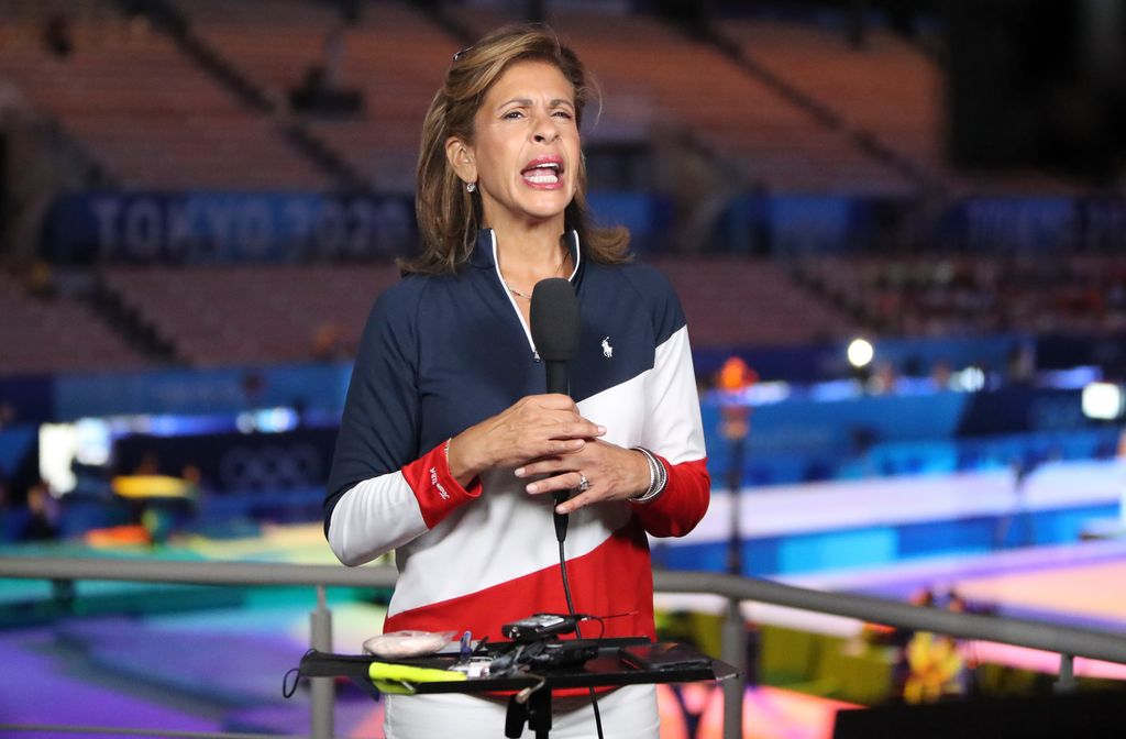Hoda Kotb of NBC live from the gymnastics artistic Women's Team Final on day four of the Tokyo 2020 Olympic Games at Ariake Gymnastics Centre on July 27, 2021 in Tokyo, Japan.