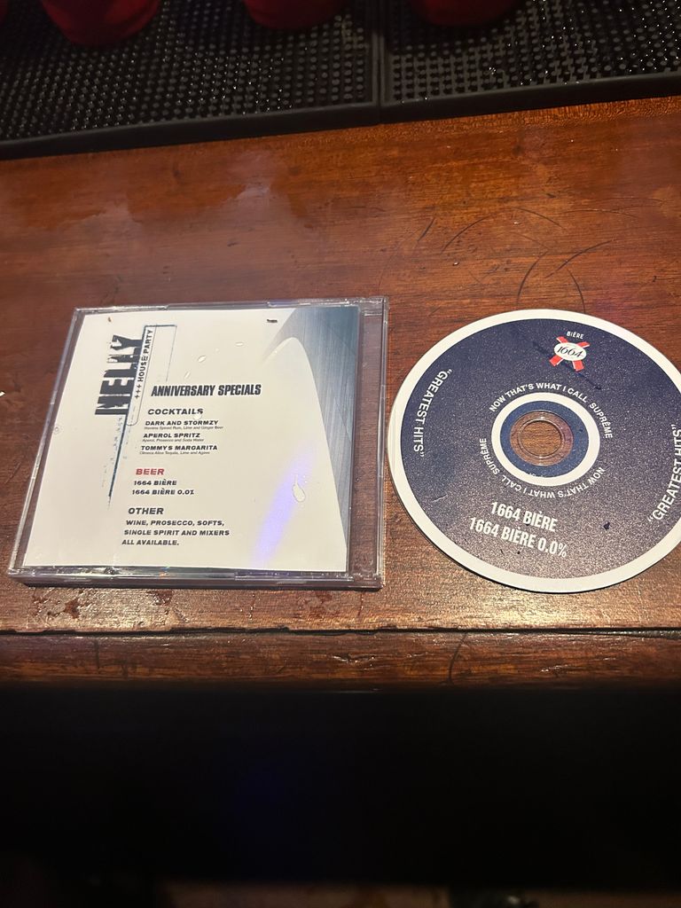 The cocktail menu was presented on Nelly CDs