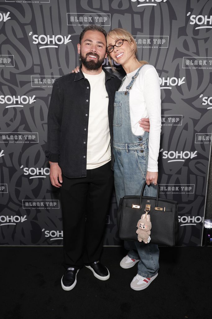 Bradley Dack and Olivia Attwood arrive at the Black Tap UK party to celebrate the launch of its flagship UK site in Soho, London on April 15, 2025 in London, England. (Photo by Ricky Vigil/Getty Images for Black Tap)