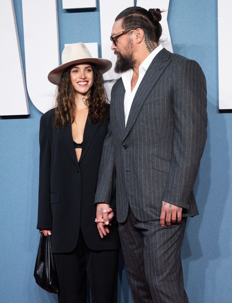 Adria Arjona and Jason Momoa attends the "Black Bag" Premiere