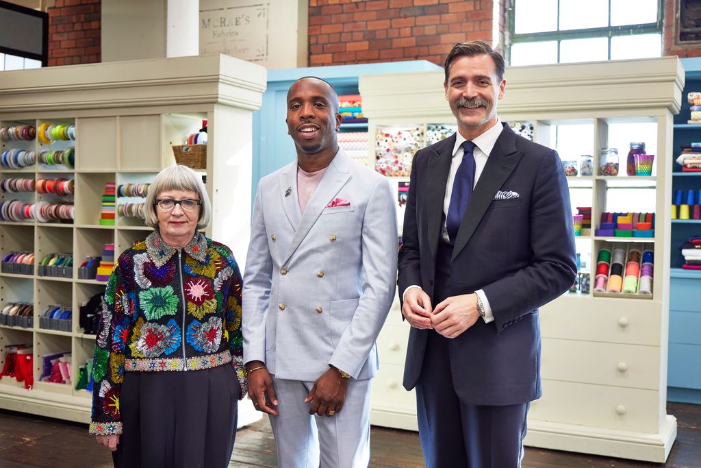 The Great British Sewing Bee 's Esme Young, Kiell Smith-Bynoe, Patrick Grant