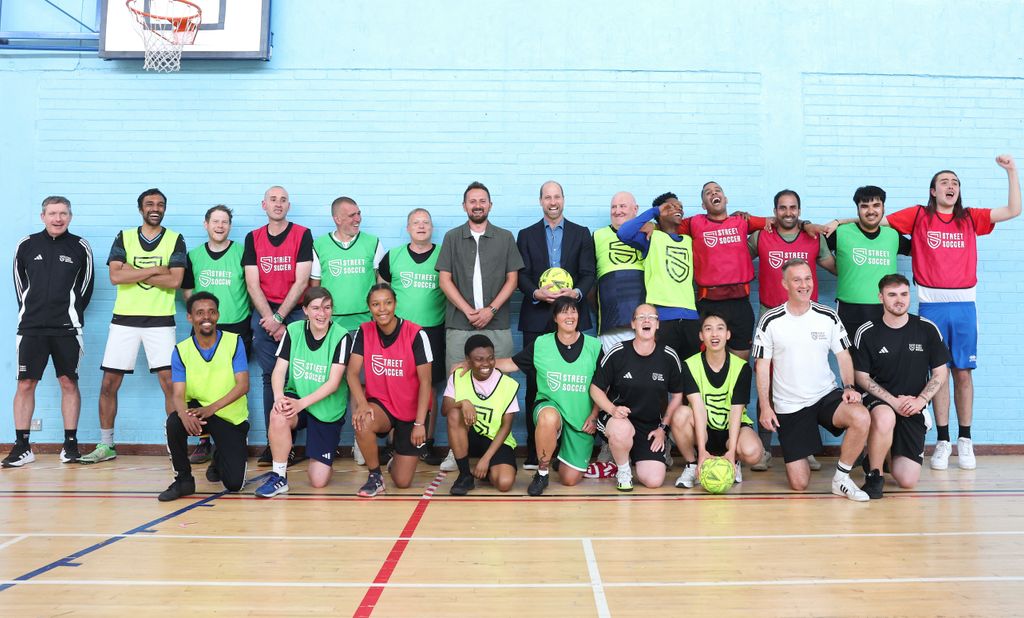 Prince William with Street Soccer Scotland founder and CEO David Duke at Soccer Scotland