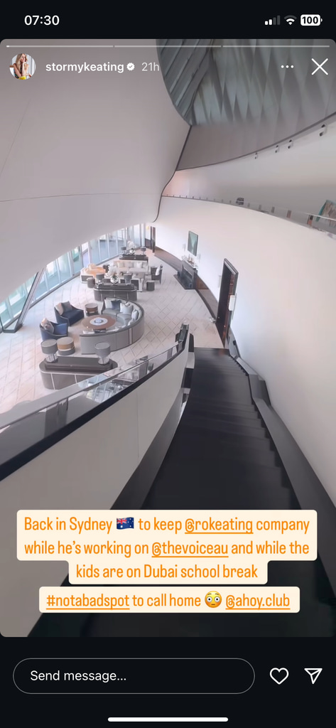 Storm Keating's living area on her superyacht in Sydney