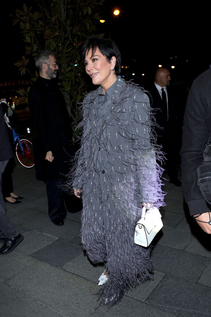 Kris Jenner is seen arriving at the Valentino after party during the Haute Couture Spring/ Summer 2024 as part of Paris Fashion Week on January 24, 2024 in Paris, France. (Photo by Jacopo Raule/Getty Images)