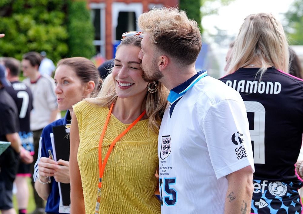 Zara McDermott and Sam Thompson at Soccer Aid 2024