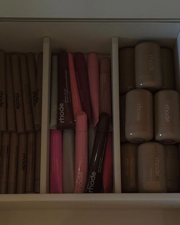 Drawer filled with Rhode products