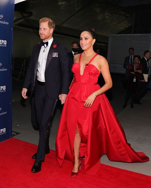 meghan red gown